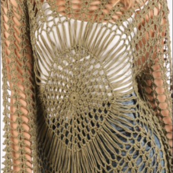 Very J Sexy Open Crochet Beach Swim Vacay Cover Up - Picture 5 of 8